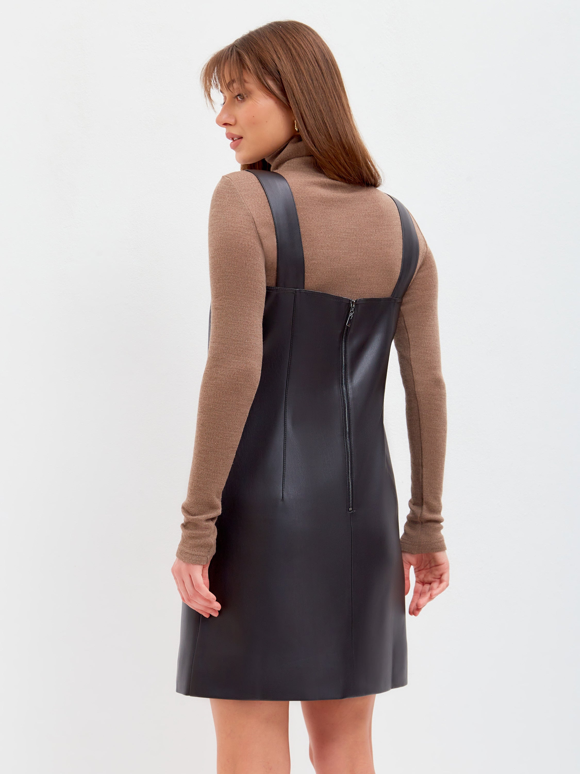 Faux leather sleeveless dress